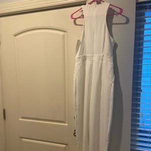 White Pretty Little Thing racerback jumpsuit with pockets size 8